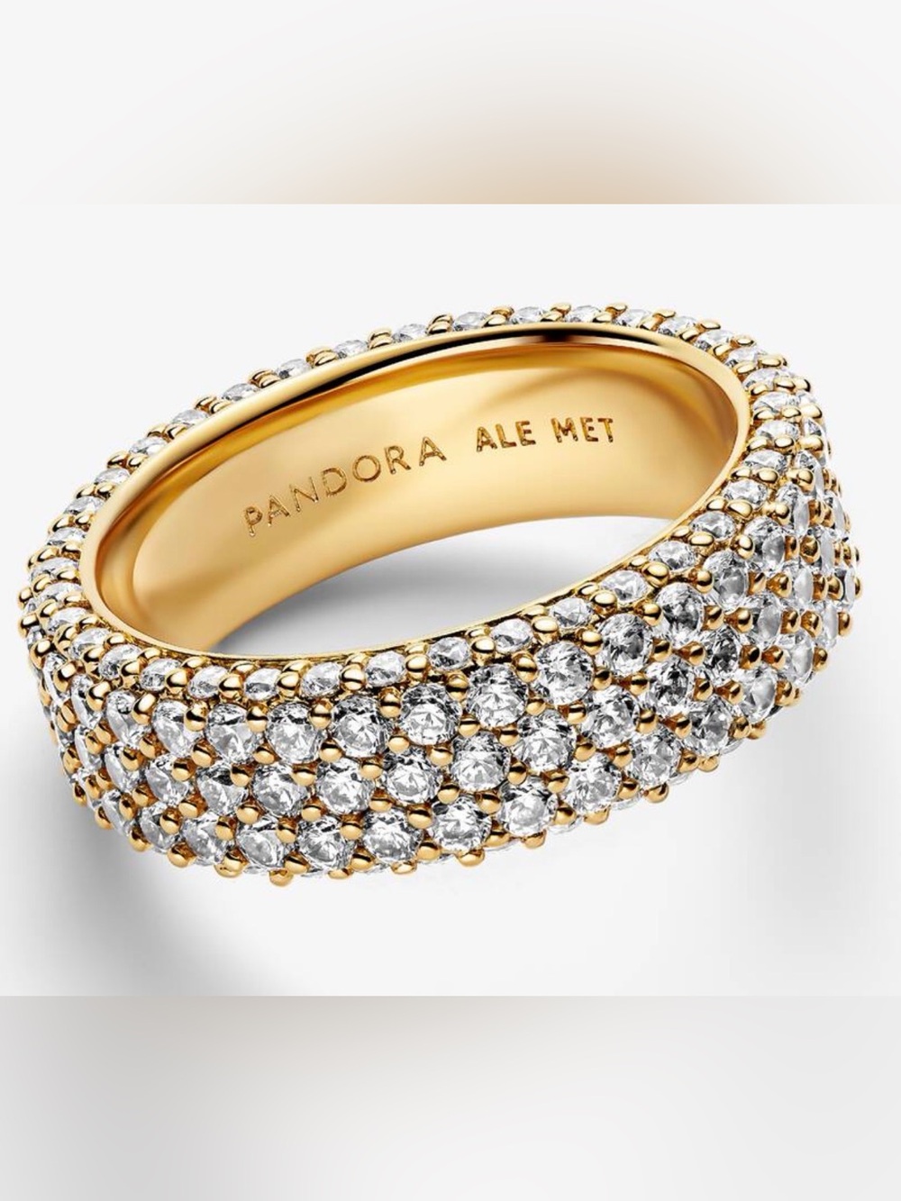 Pandora Timeless Pavé Triple-row Ring 14k gold plating Size 6